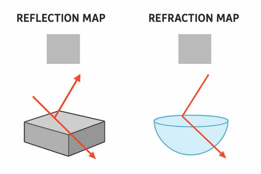 Unterschied zwischen Reflection- und Refraction Map